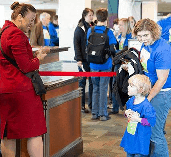 Pictured: A young boy taking the tour of an airport during the Wings for All event.