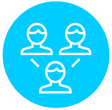 Member-Icon Three person outline in blue circle